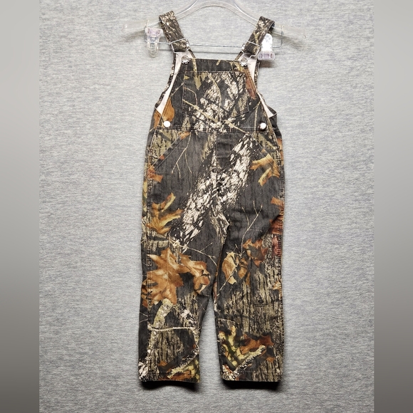 Vintage Boys Camouflage tree leaves overalls usa made 4T unisex - Picture 1 of 5